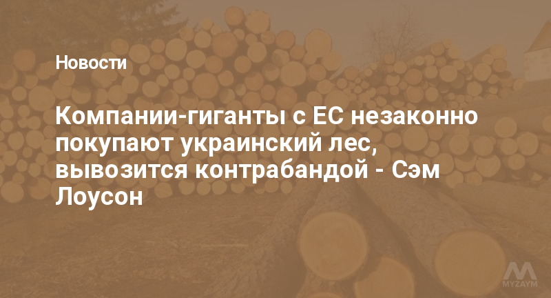 Компании-гиганты с ЕС незаконно покупают украинский лес, вывозится контрабандой - Сэм Лоусон