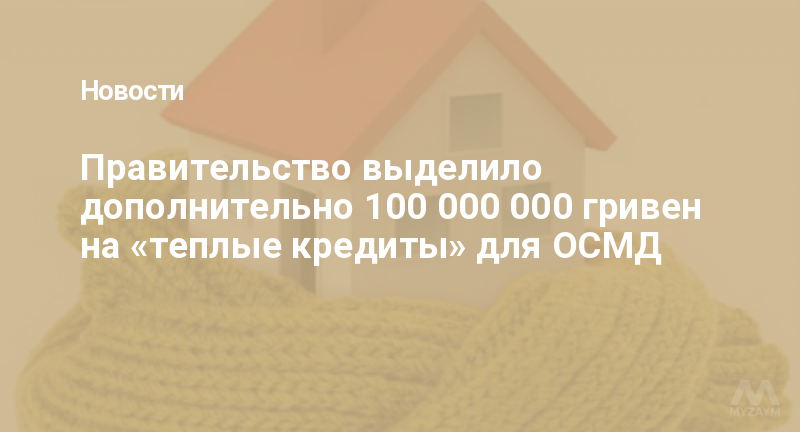 Правительство выделило дополнительно 100 000 000 гривен на «теплые кредиты» для ОСМД