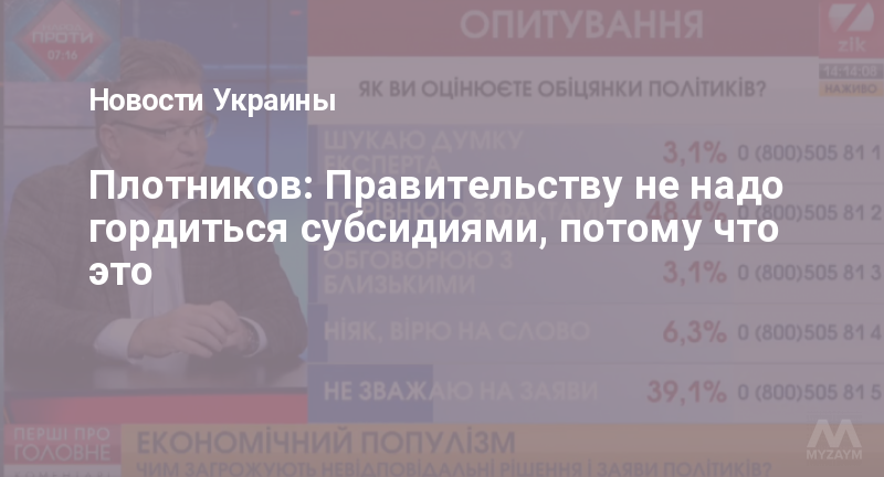 Плотников: Правительству не надо гордиться субсидиями, потому что это