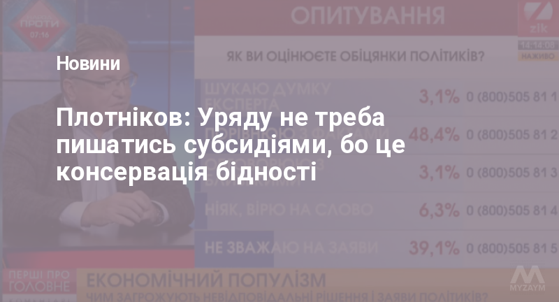 Плотніков: Уряду не треба пишатись субсидіями, бо це консервація бідності